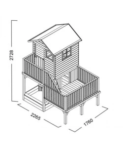 CASETTA DA GIARDINO PER BAMBINI IN LEGNO DOMUS "HUBERT" CON SCIVOLO E SABBIERA 226,5X176X272 CM